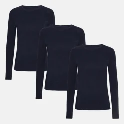 3 pak Blå langærmet bambus T-shirt