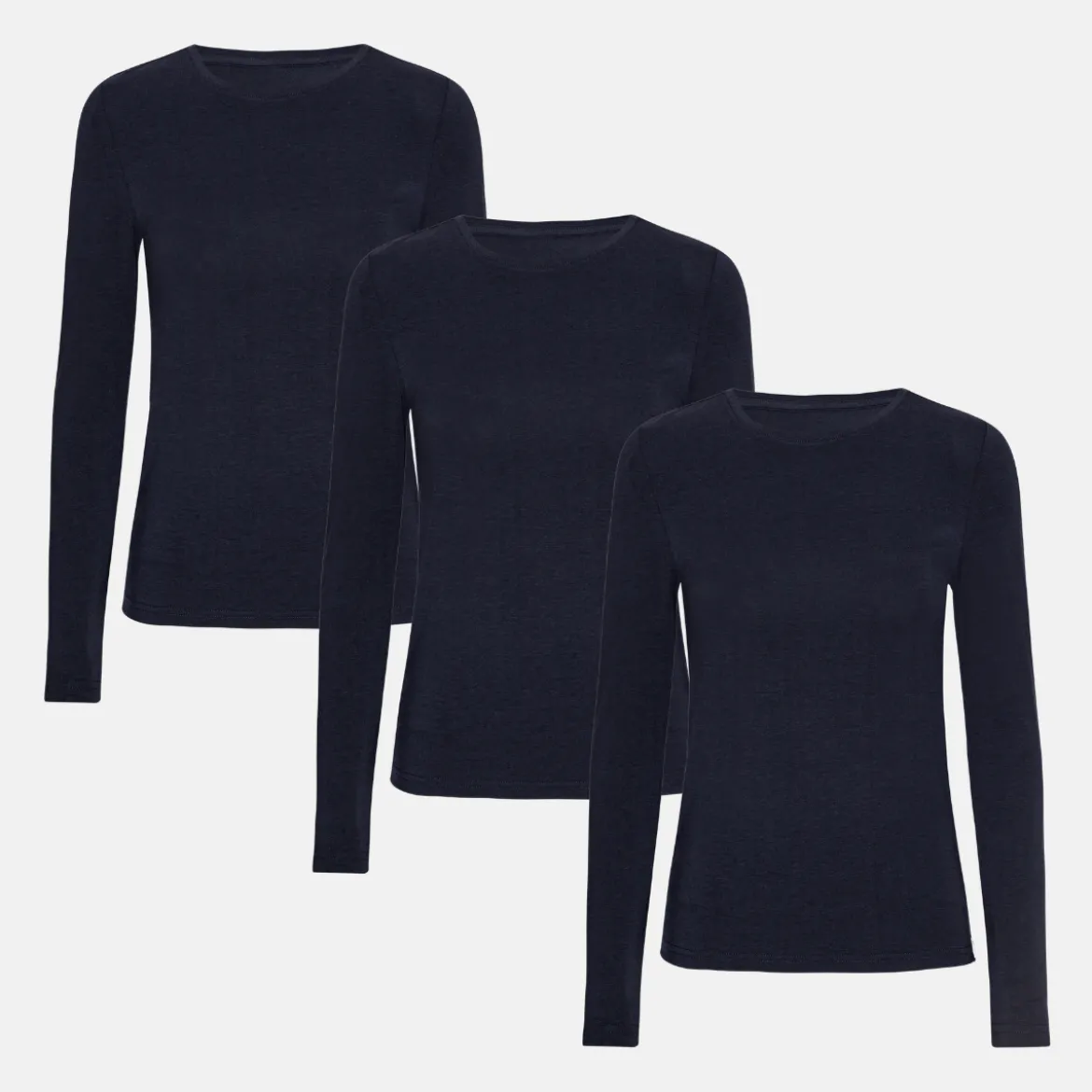 3 pak Blå langærmet bambus T-shirt