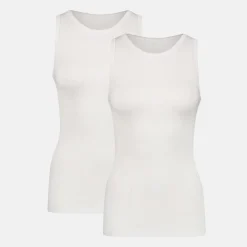 2 pak Hvid bambus rib tank tops