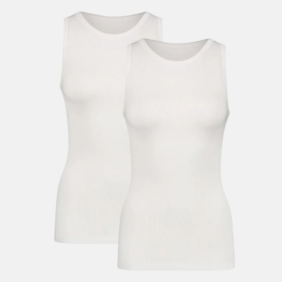 2 pak Hvid bambus rib tank tops