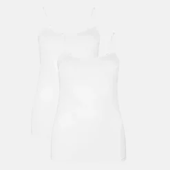 2 pak Hvid bambus tank top med tynde stropper