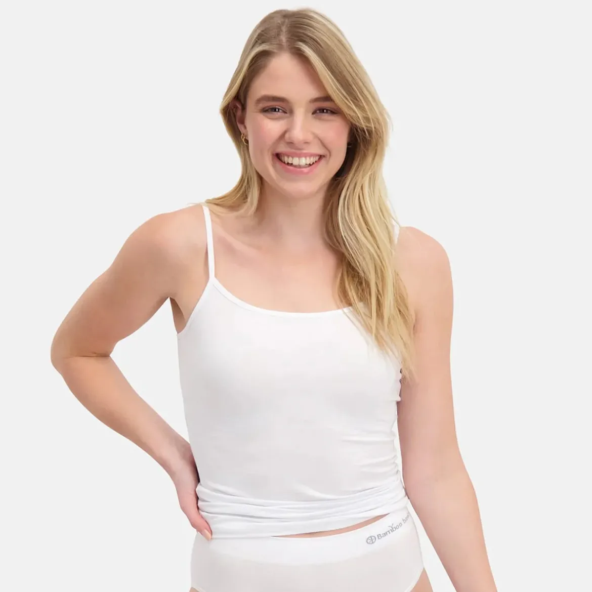 2 pak Hvid bambus tank top med tynde stropper