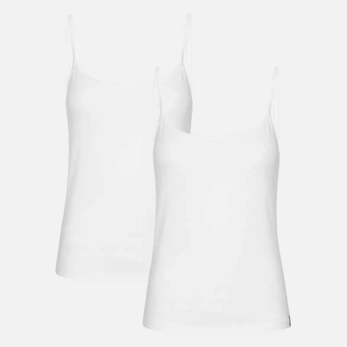 2 pak Hvid bambus top med tynde stropper