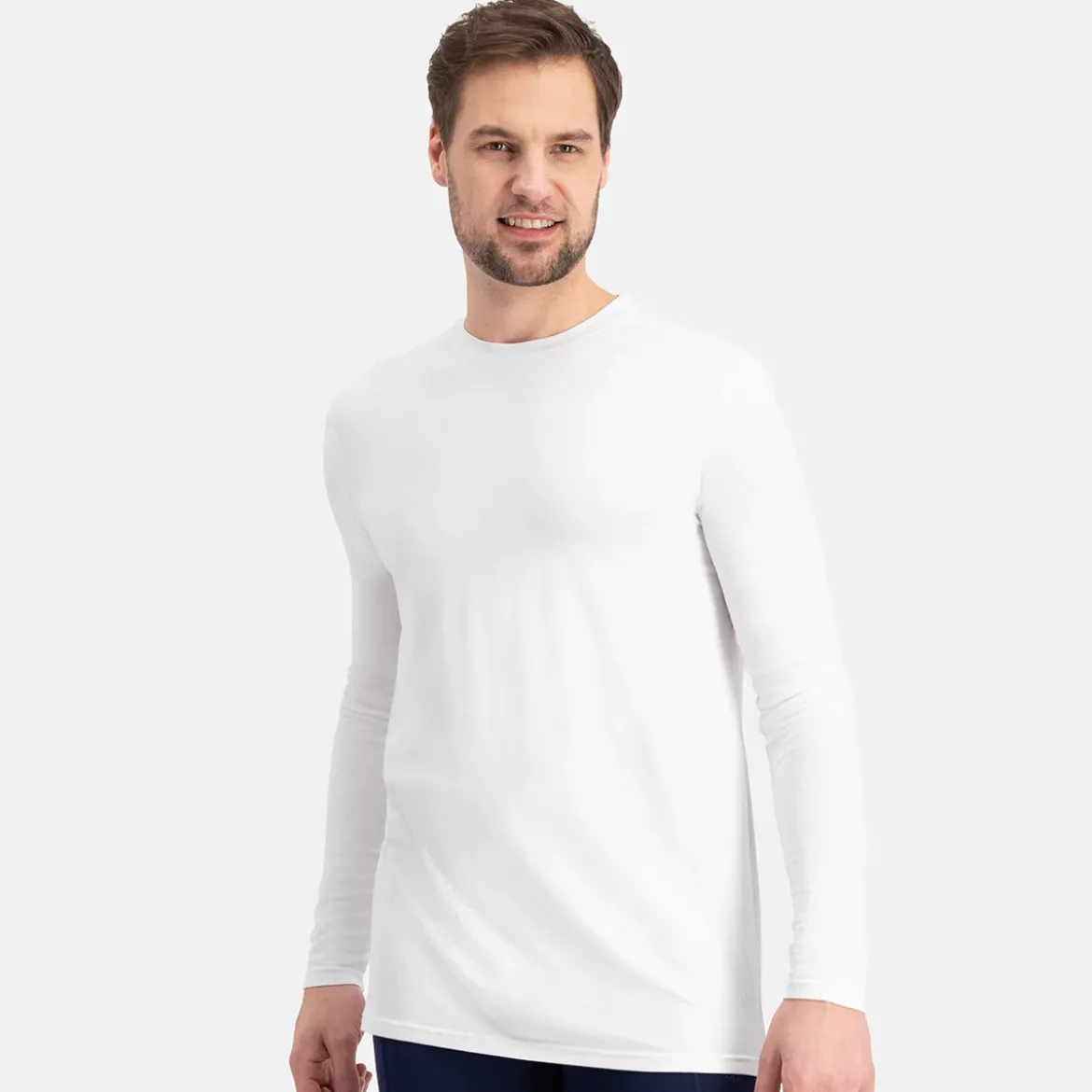 2 pak Hvid langærmet bambus T-shirt