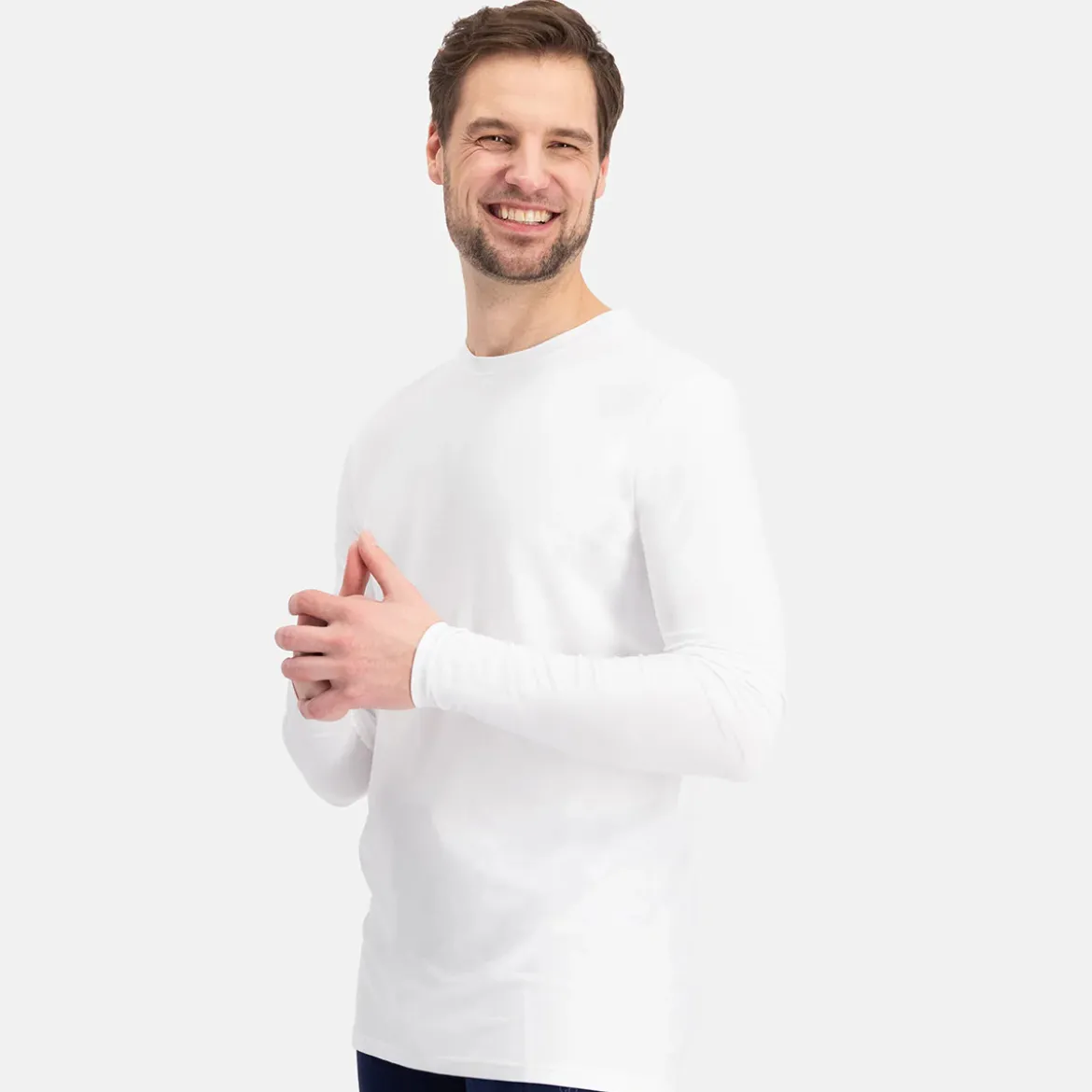 2 pak Hvid langærmet bambus T-shirt