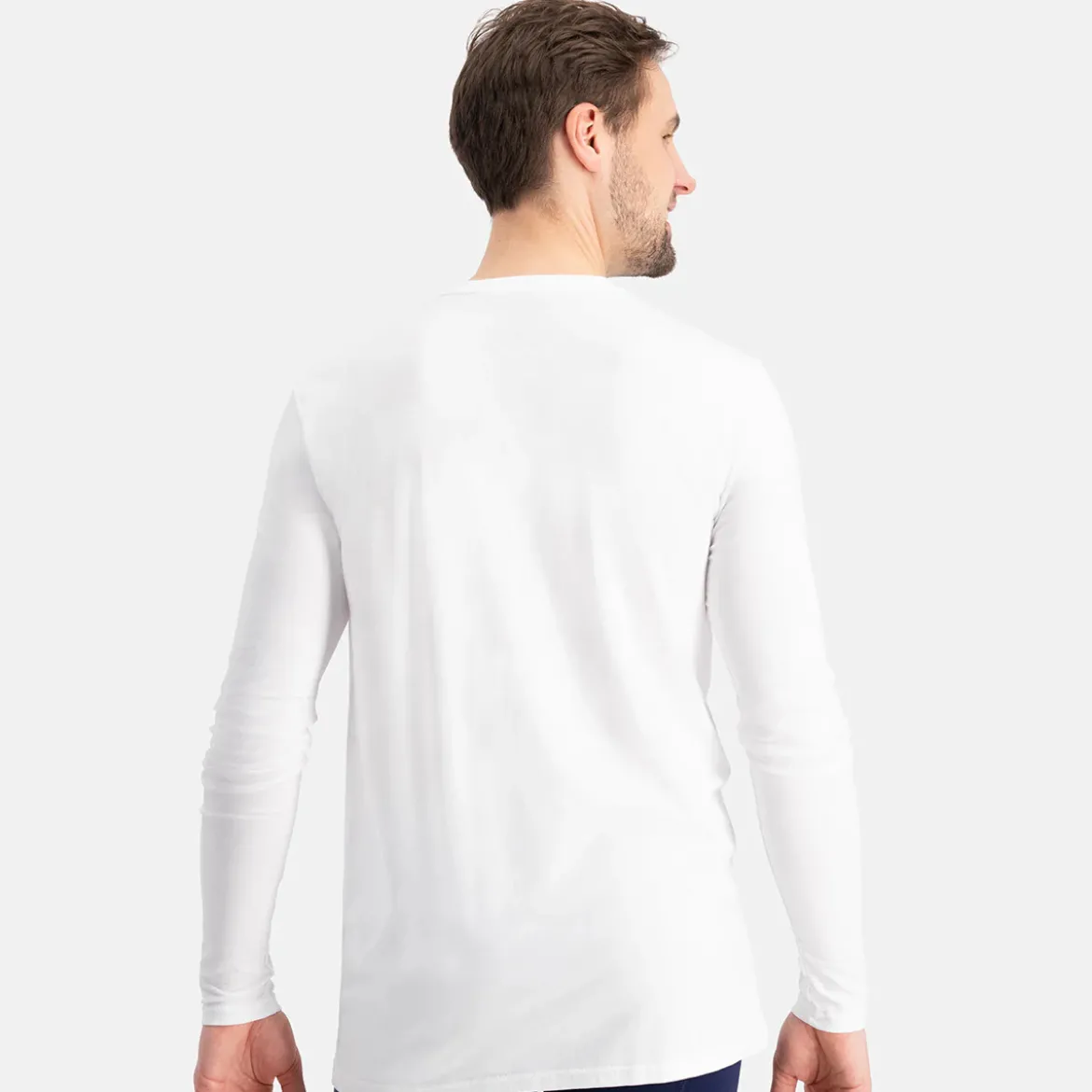 2 pak Hvid langærmet bambus T-shirt