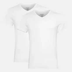 2 pak Hvid slim fit bambus V-hals T-shirt