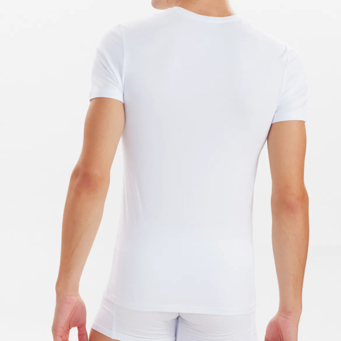 2 pak Hvid slim fit bambus V-hals T-shirt