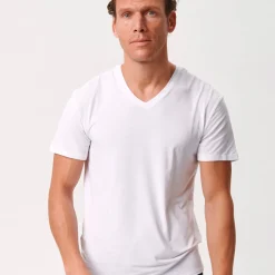 2 pak Hvid slim fit V-hals bambus T-shirt
