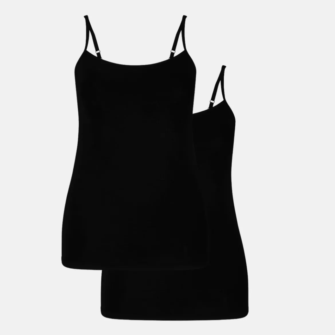 2 pak Sort bambus tank top med tynde stropper