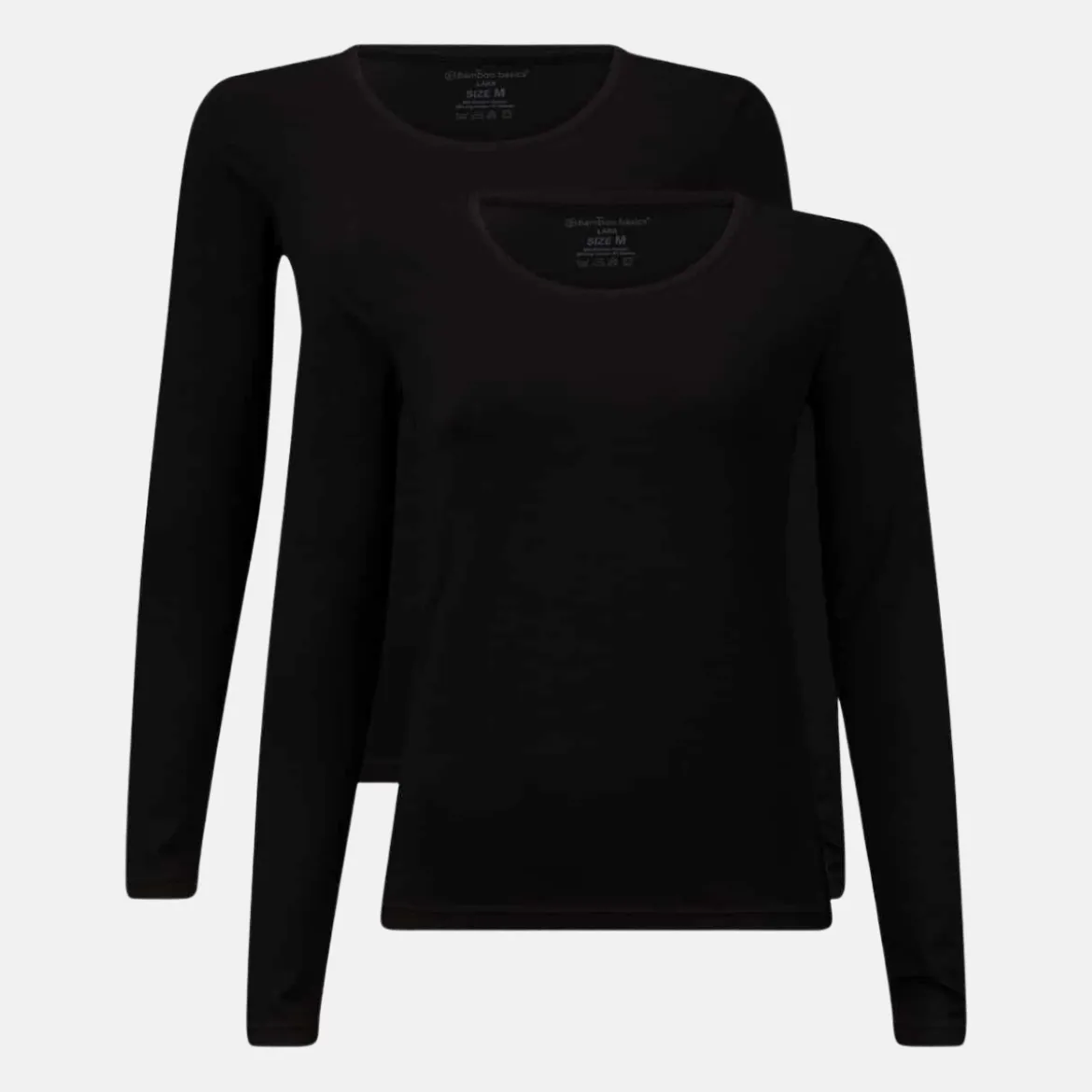 2 pak Sort langærmet bambus T-shirt