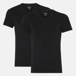 2 pak Sort slim fit bambus V-hals T-shirt