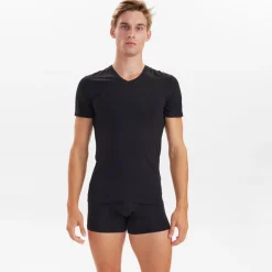 2 pak Sort slim fit bambus V-hals T-shirt