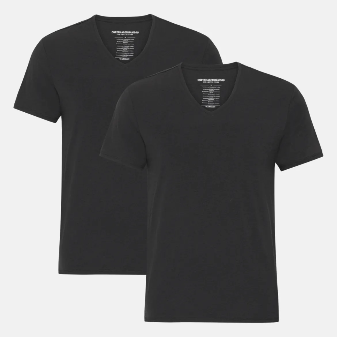 2 pak Sort slim fit V-hals bambus T-shirt