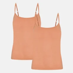 2 pak Tan bambus top med tynde stropper