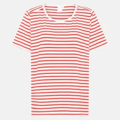 Bea kortærmet bambus t-shirt- Rød stribet