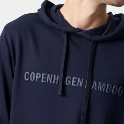 Blå bambus hoodie joggingsæt med logo
