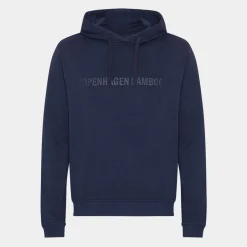 Blå bambus hoodie med logo