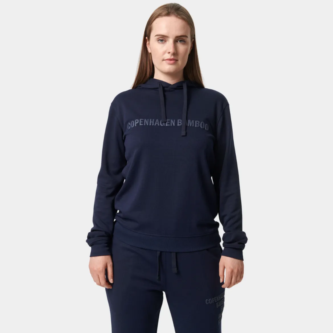 Blå bambus hoodie med logo