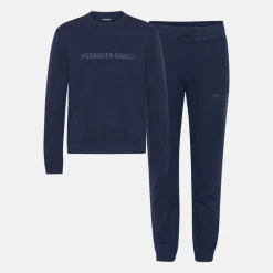 Blå bambus joggingsæt med logo