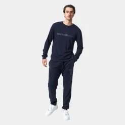 Blå bambus joggingsæt med logo