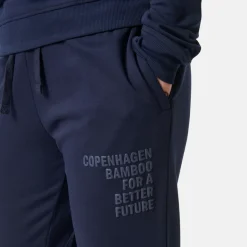Blå bambus sweatpants med logo