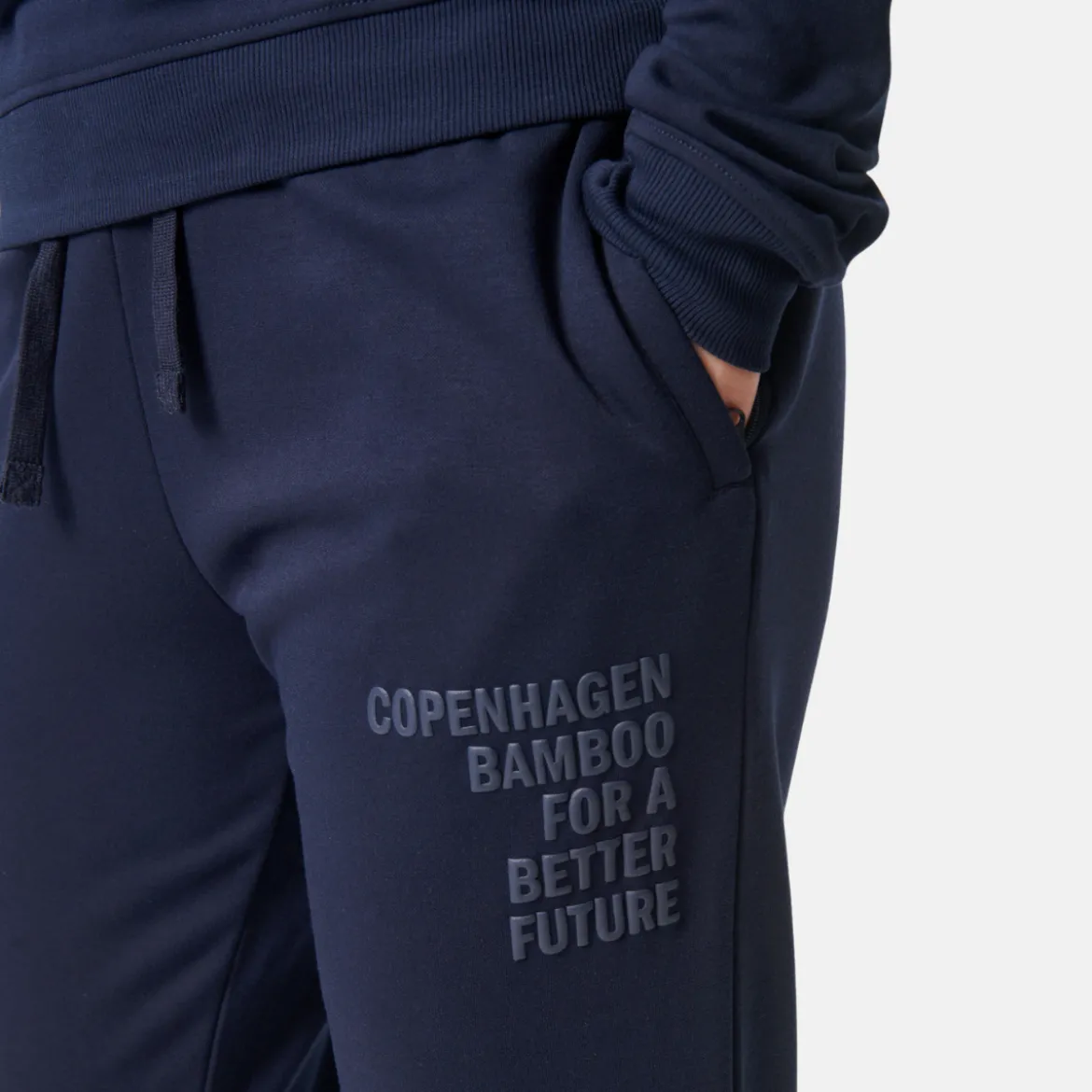 Blå bambus sweatpants med logo