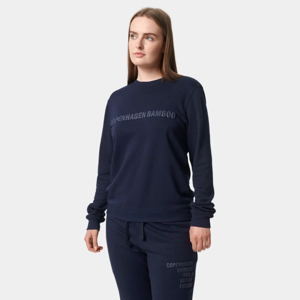 Blå bambus sweatshirt med logo