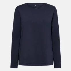 Blå langærmet bambus T-shirt