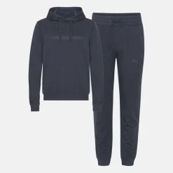 Grå bambus hoodie joggingsæt med logo