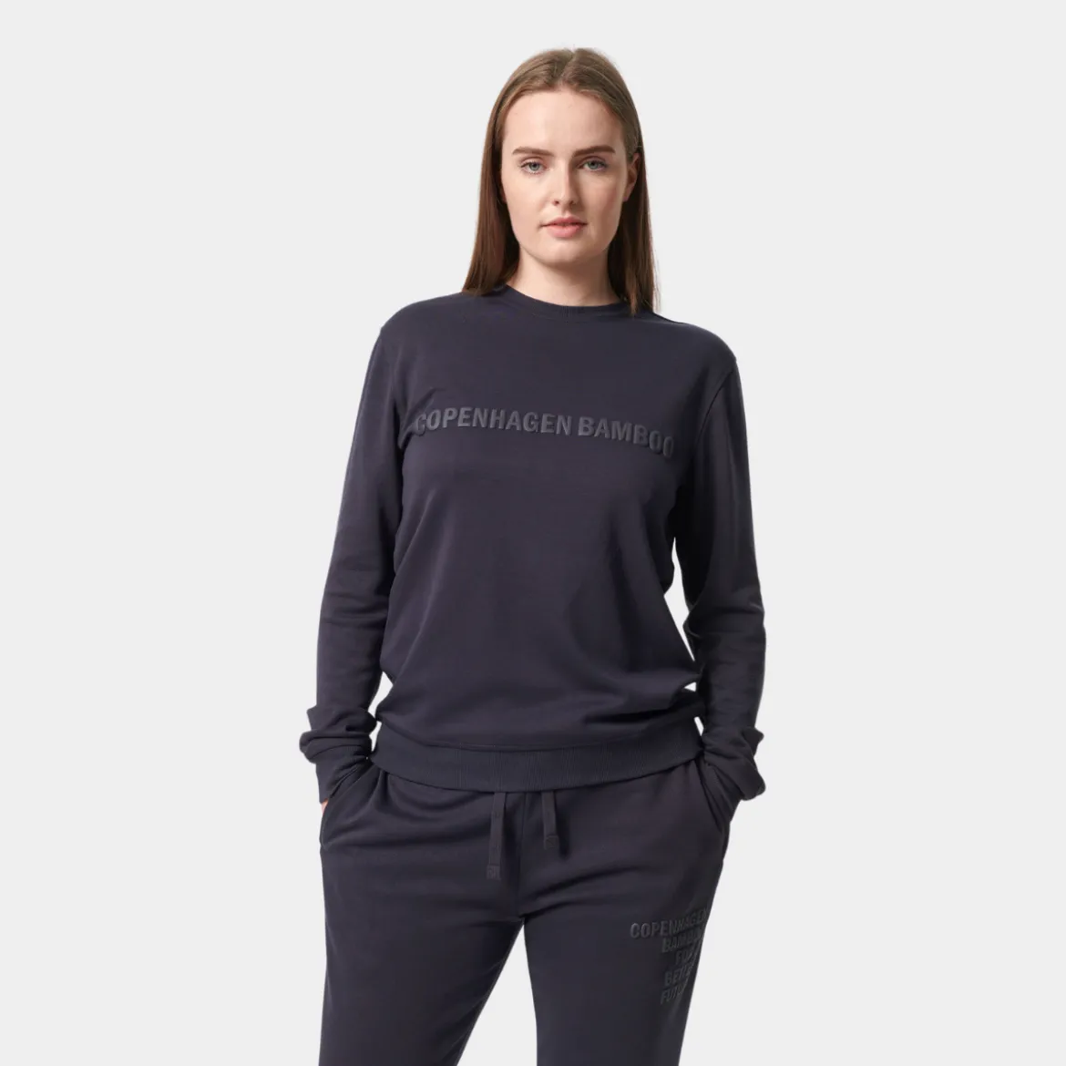 Grå bambus sweatshirt med logo