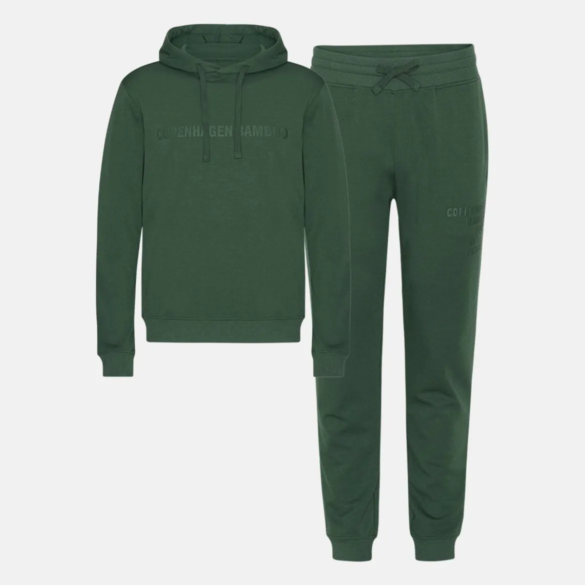Grøn bambus hoodie joggingsæt med logo