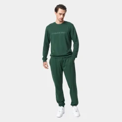 Grøn bambus joggingsæt med logo