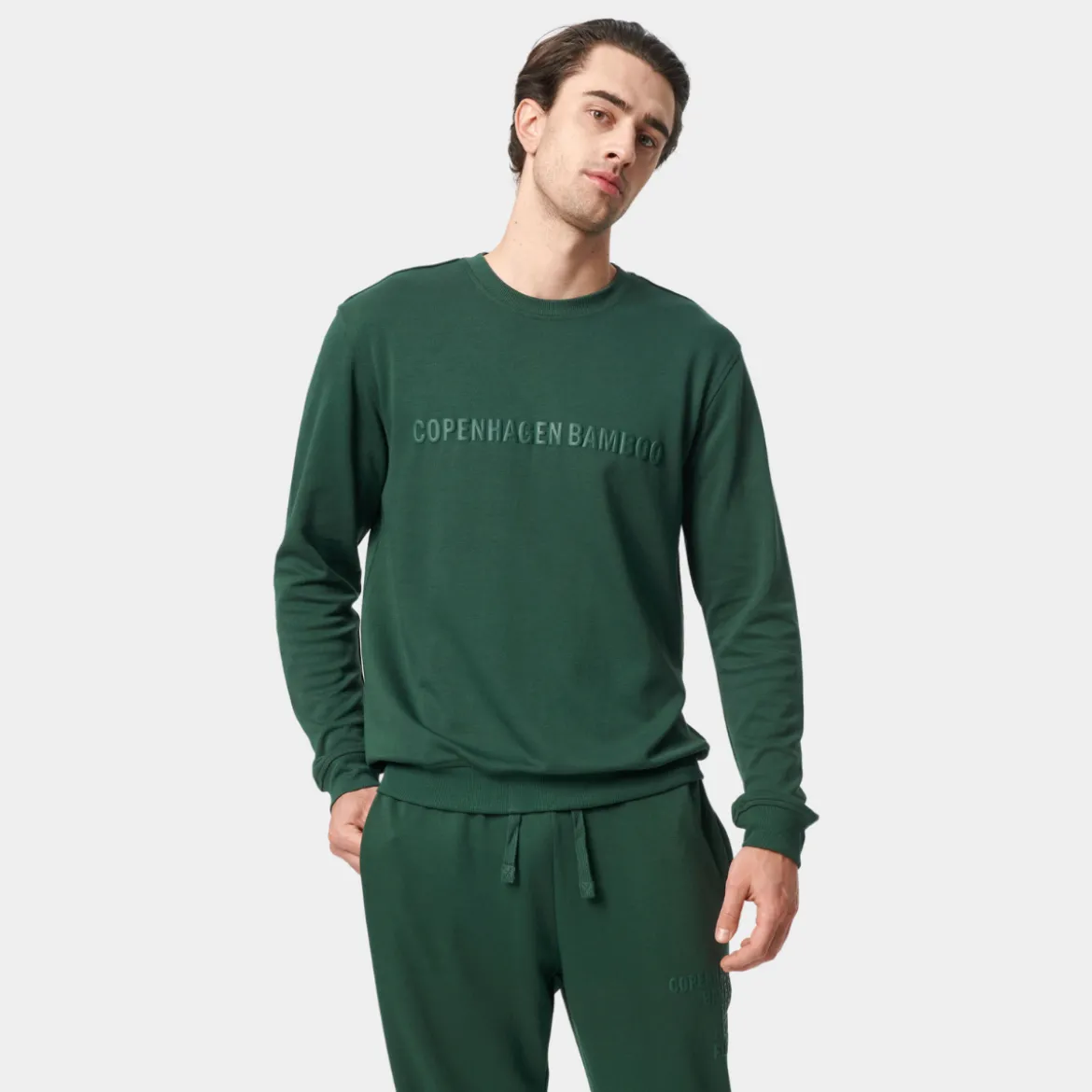 Grøn bambus sweatshirt med logo