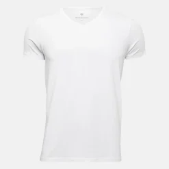 Hvid bambus V-hals T-shirt