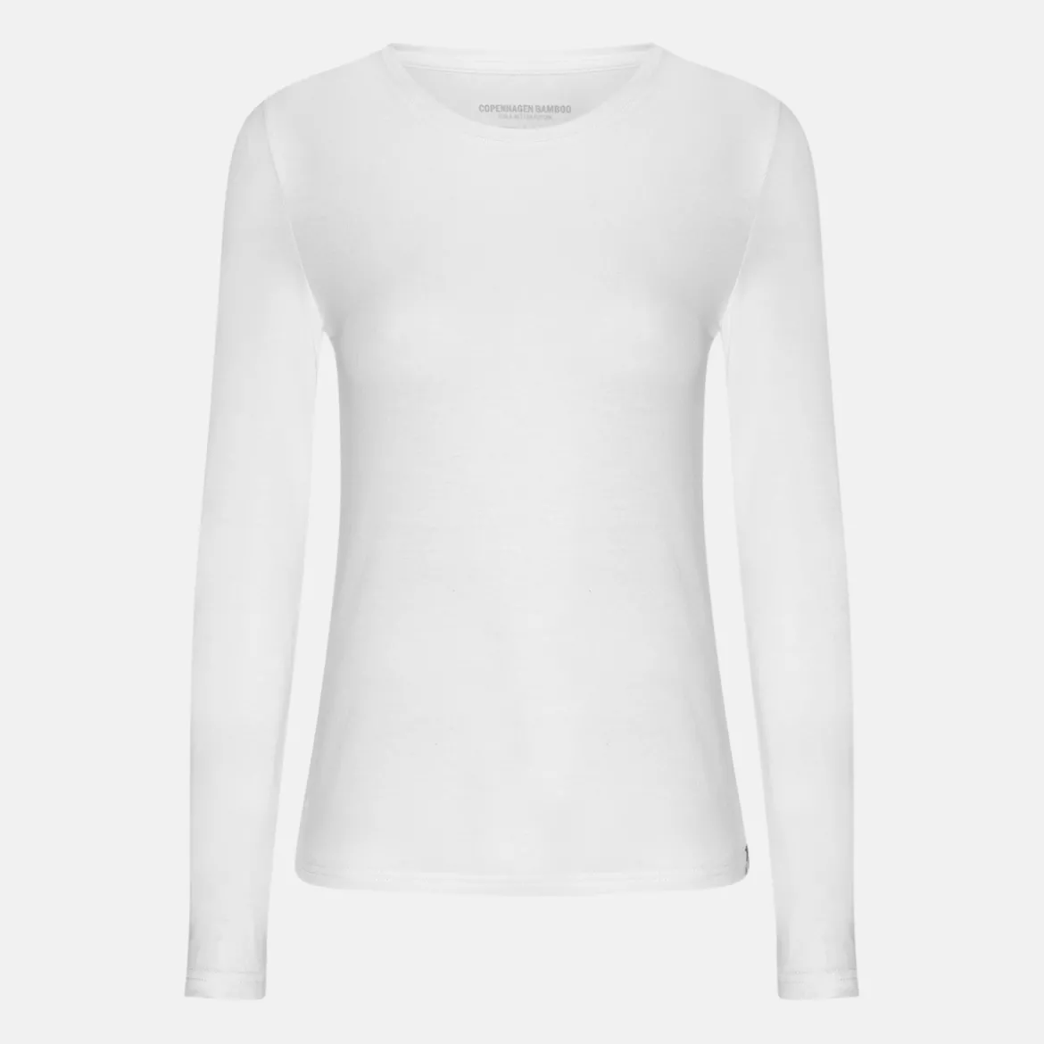Hvid langærmet bambus T-shirt