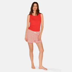 Kimmy bambus natshorts - Rød stribet