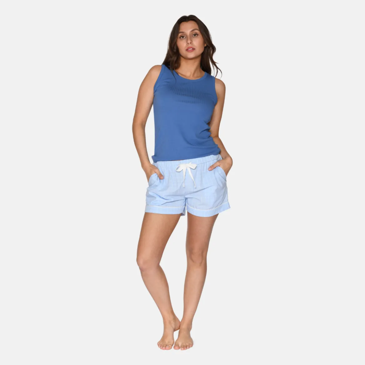 Lyseblå bambus natshorts