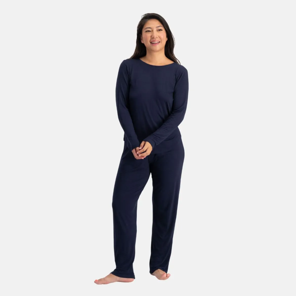 Nina Blå langærmet pyjamassæt