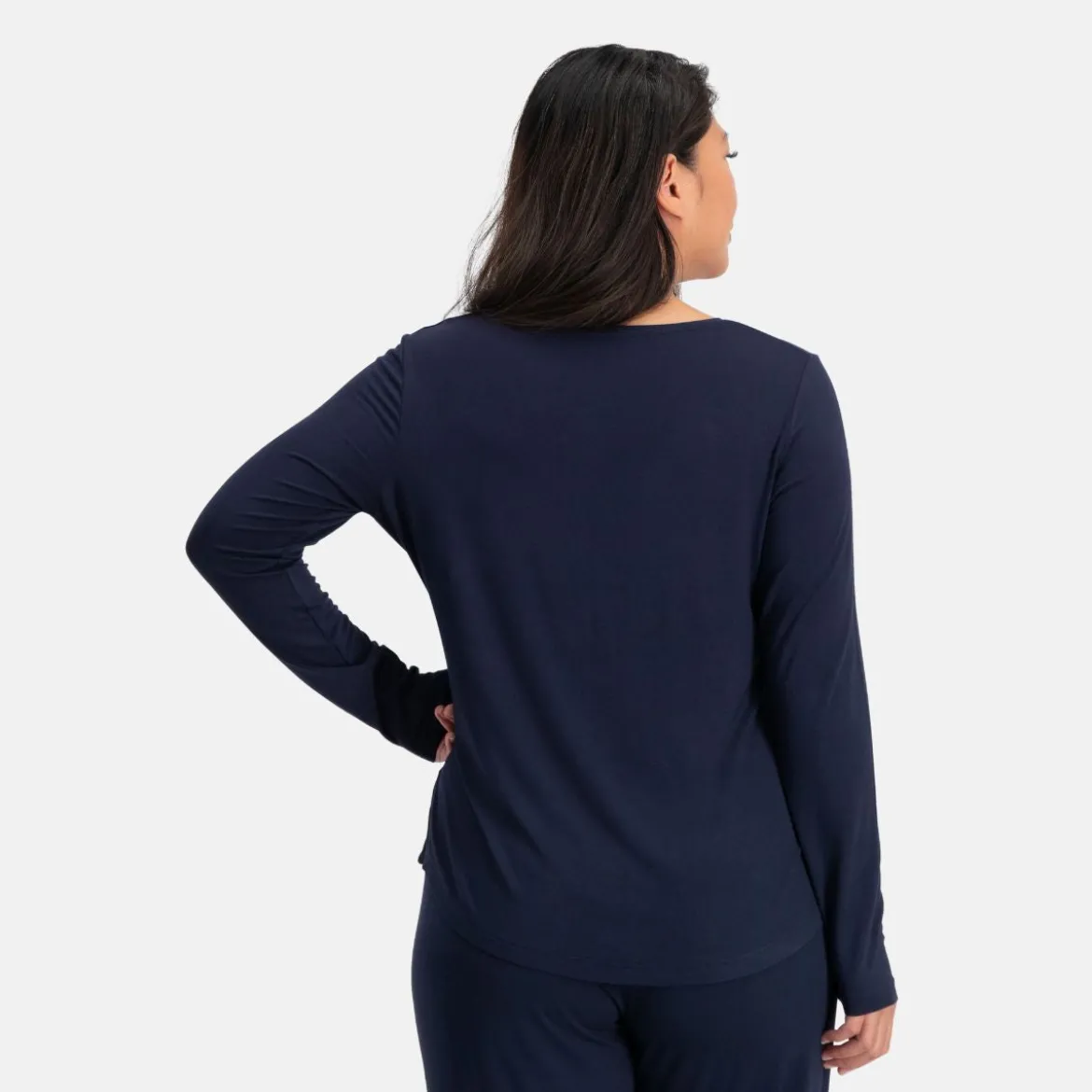 Nina Blå langærmet pyjamassæt