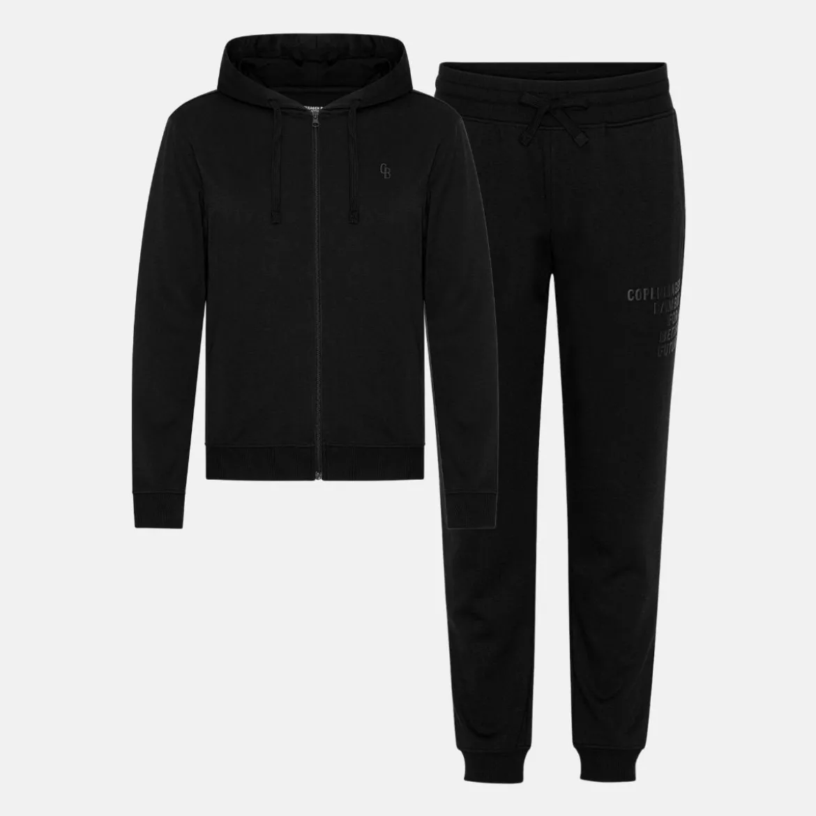 Sort bambus hoodie joggingsæt med lynlås