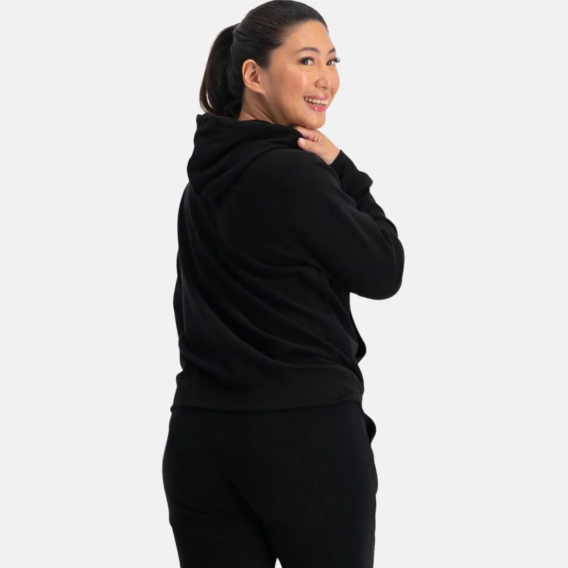 Sort bambus hoodie joggingsæt