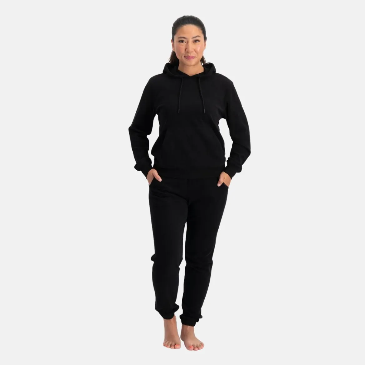 Sort bambus hoodie joggingsæt