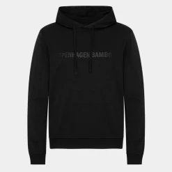 Sort bambus hoodie med logo