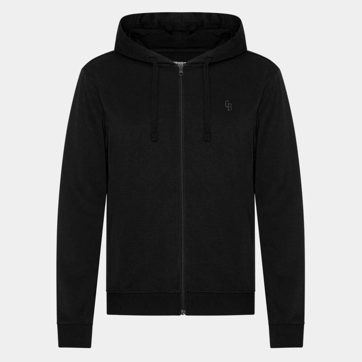 Sort bambus hoodie med lynlås