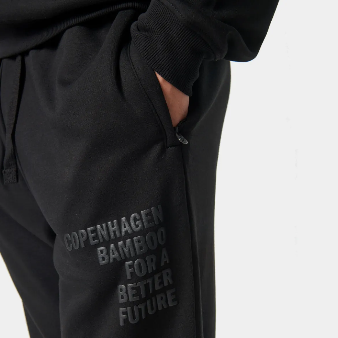 Sort bambus sweatpants med logo