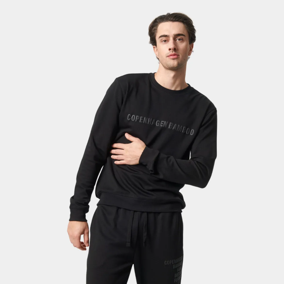 Sort bambus sweatshirt med logo