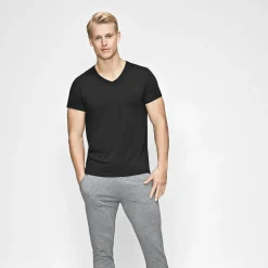 Sort bambus V-hals T-shirt