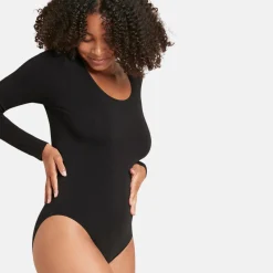 Sort langærmet bambus bodystocking