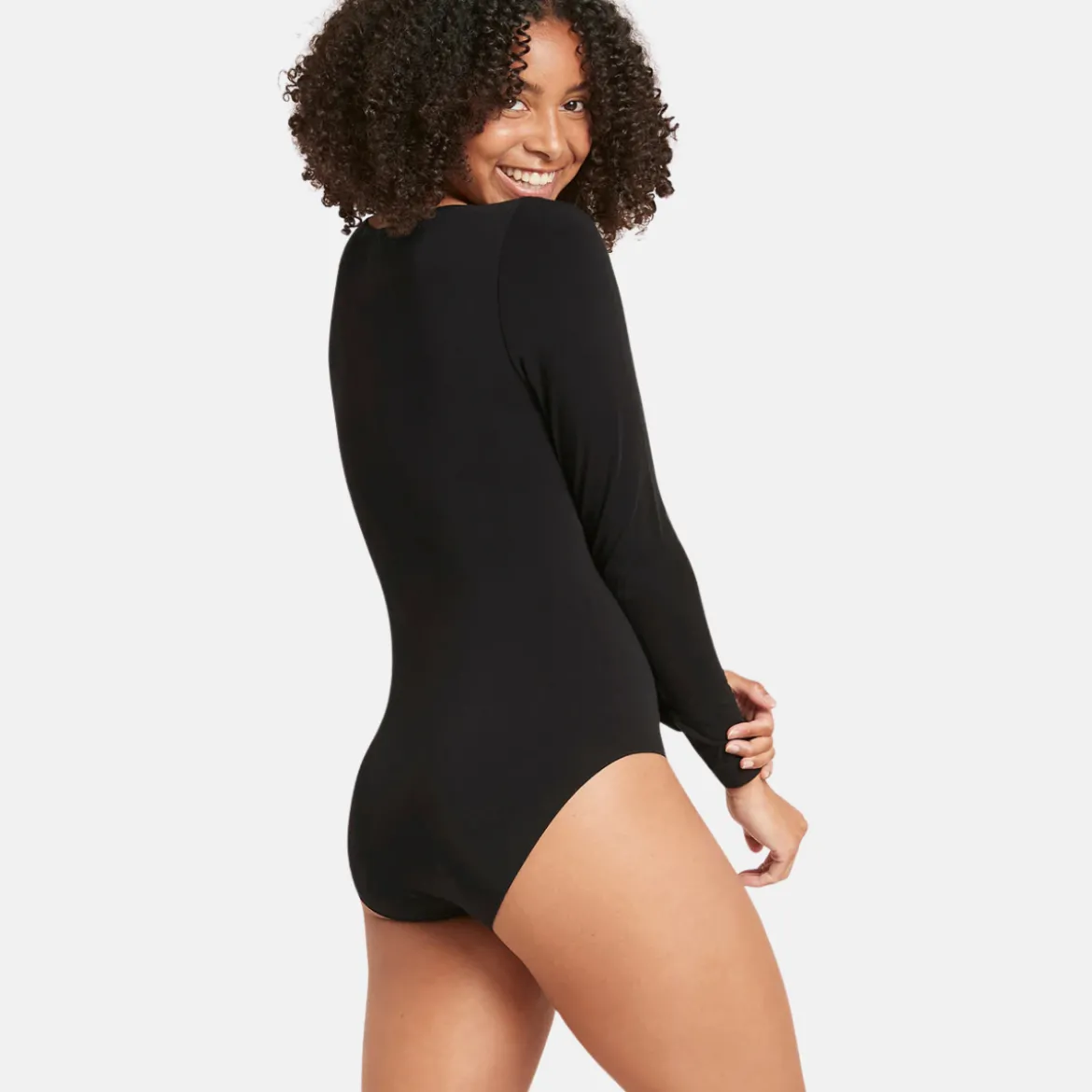 Sort langærmet bambus bodystocking